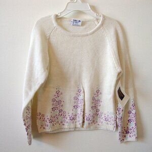 Oshkosh Girls White Knitted Sweater - Size L - New w/Tags - 1990's  NOS.